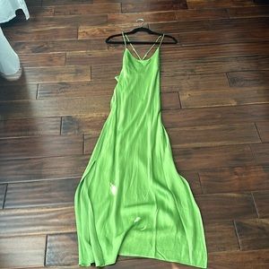 Lime green, silk, midi dress, size 8